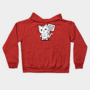 Funny cat saying "the fun begins here" Kids Hoodie